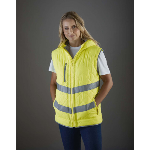 HI-VIS KENSINGTON HOODED GILET FLUORESCE YELLOW M