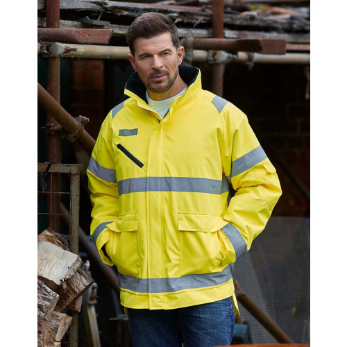 HI-VIS FONTAINE STORM JACKET FLUORESCE YELLO/NAVY M