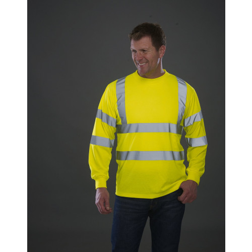 HI-VIS LONG SLEEVE T-SHIRT FLUORESCE YELLOW M