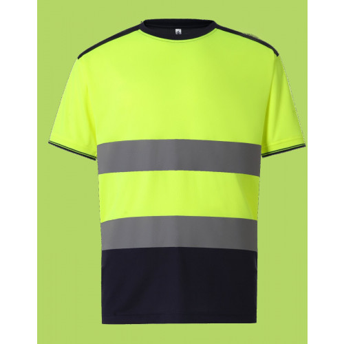 HI-VIS TWO TONE T-SHIRT HI VIS YELLOW/NAVY  M