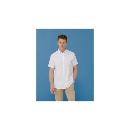 Henbury Modern Short Sleeve Regular Fit Oxford Shirt Blue L/R