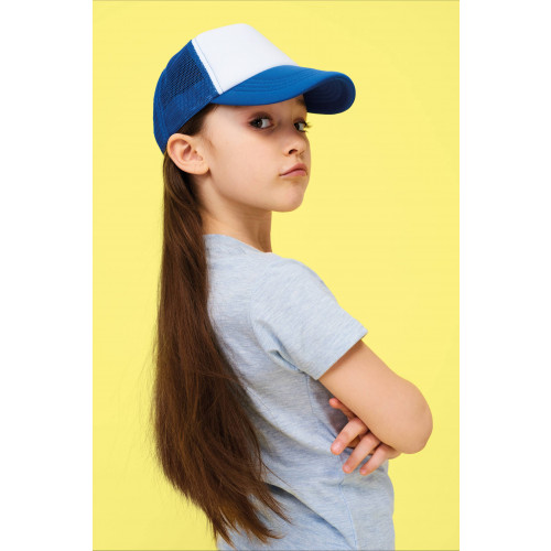 BUBBLE KIDS' FIVE PANEL MESH CAP BLANC One Size