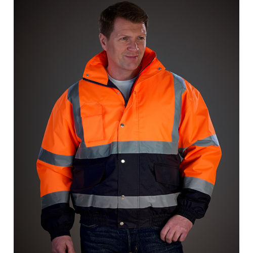 Hi-Vis Two Tone Bomber Jacket S Orange/Navy