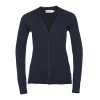 715F Russell Ladies V-Neck Knitted Cardigan